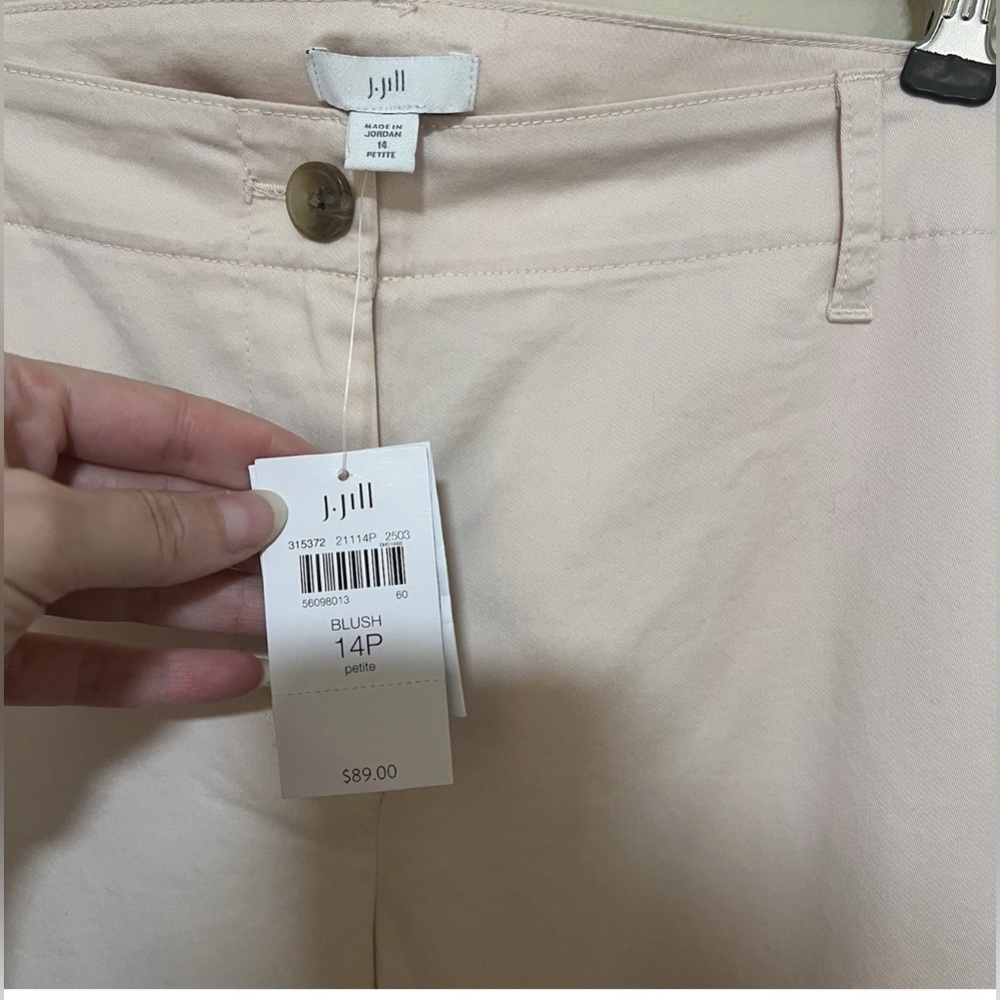 New J. Jill 14 Petite Chino Fringe Hem Blush Pink Pima Women Pants - Picture 8 of 11